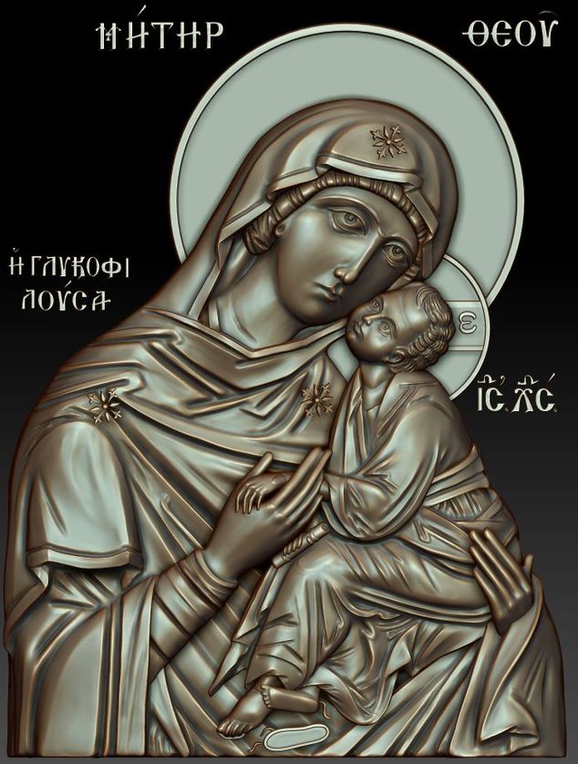 3д модель православной  иконы Сладкое лобзание