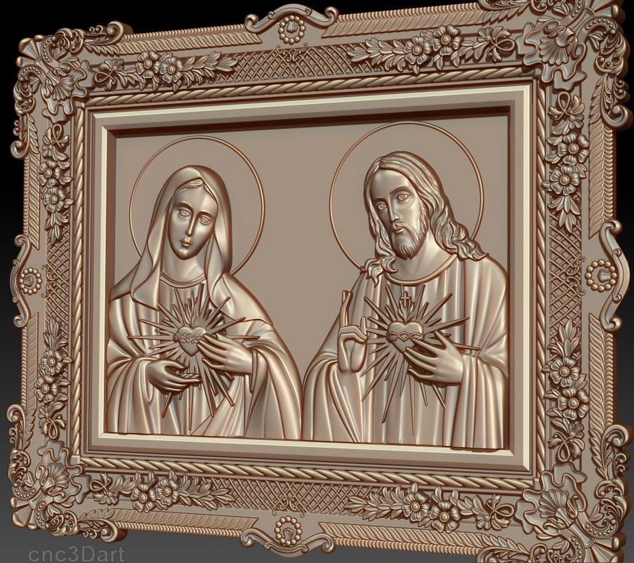 3d model for cnc sistems Sacred Heart of Jesus and Immaculate Heart of Mary