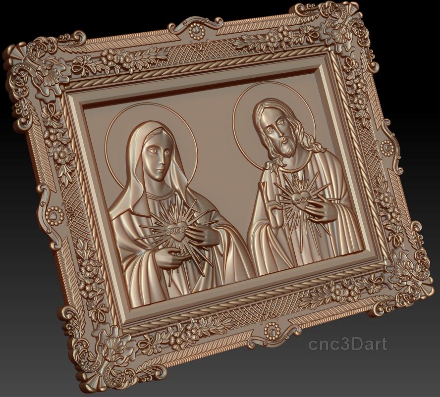 3d model for cnc sistems Sacred Heart of Jesus and Immaculate Heart of Mary