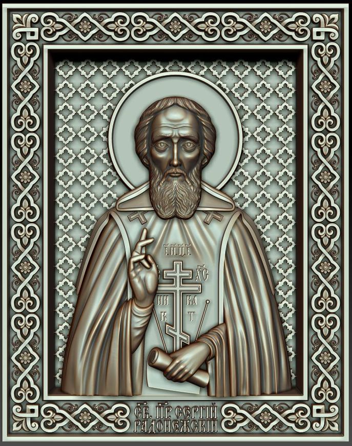 3д модель православной  иконы Сергий Радонежский